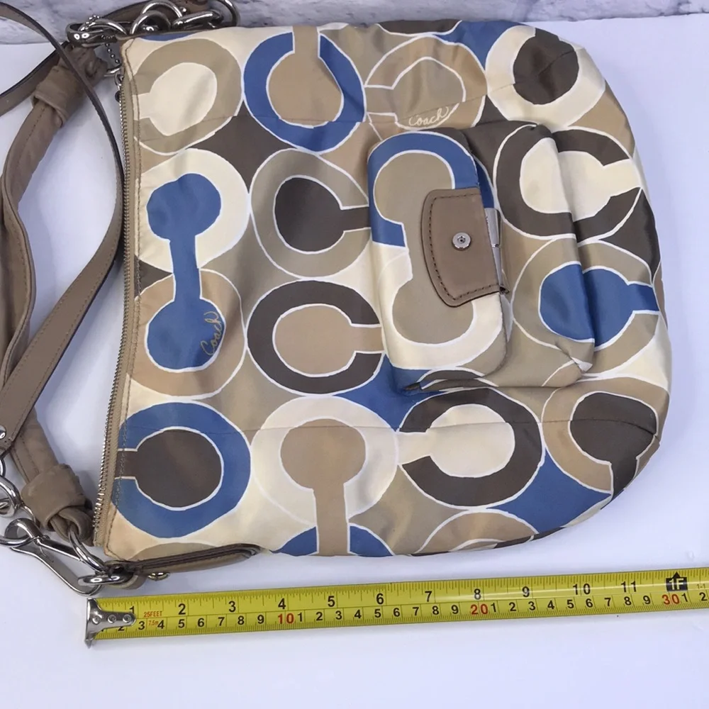 COACH KRISTIN OUTLINE OPT ART HOBO BAG CROSSBODY BAG BLUE MULTI COLORS